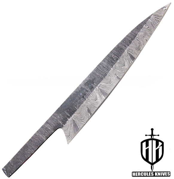 MB534-Custom 11.5"OAL Hand Forged Hammered Damascus Steel Blank Blade Chef Knife, Handmade Knife Making Supply