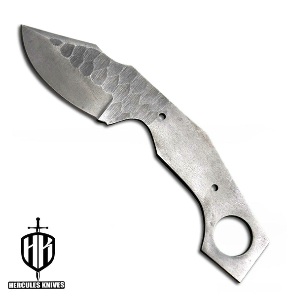 P509-Custom 7.5"OAL Hammered Spring Steel 5160 Blank Blade Hunting Knife Handmade, No Damascus