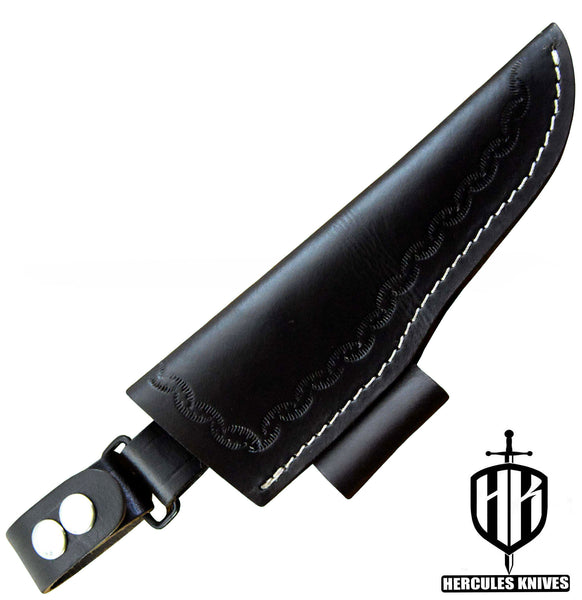 S213-CUSTOM 100% GENUINE LEATHER SHEATH POUCH HANDMADE FOR FIXED BLADE HUNTING KNIFE