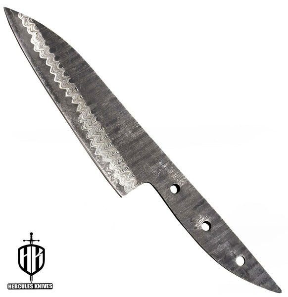 MB694-Custom 10.9"OAL Hand Forged Hammered Damascus Steel Blank Blade Chef Knife, Handmade Knife Making Supply