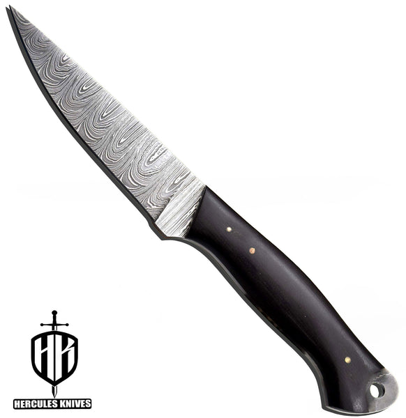 T126-Custom Hand Forged Damascus Steel Camping Knife With G-10 Micarta Handle | Handmade | Leather Sheath