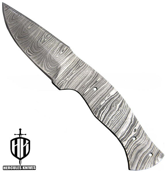 P440-Custom 7.5"OAL Hand Forged Damascus Steel Blank Blade Camping Knife, Handmade