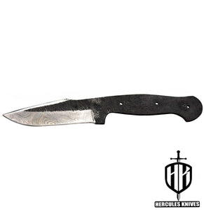 P442-Custom 10.2"OAL Hand Forged Hammered Damascus Steel Blank Blade Camping Knife, Handmade