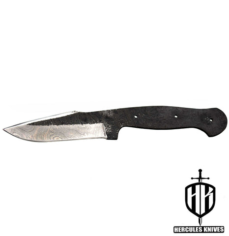 P442-Custom 10.2"OAL Hand Forged Hammered Damascus Steel Blank Blade Camping Knife, Handmade