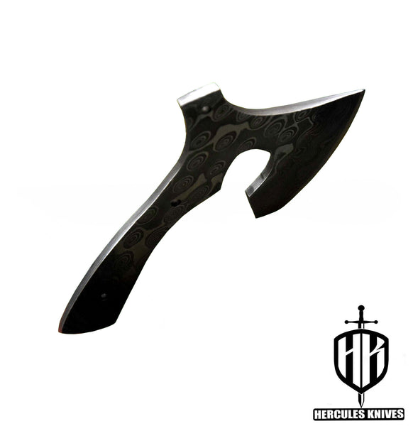 P294-Hercules Custom Hand Forged Damascus Steel Axe Skinning Blank Blade, Handmade Knife Making Supplies