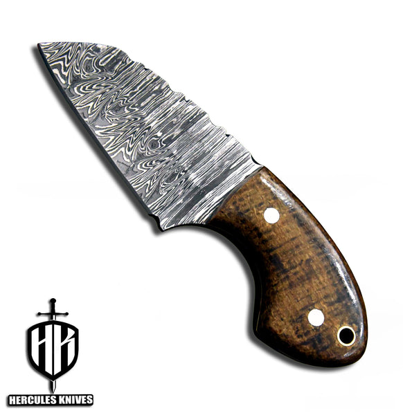 A372-Custom Damascus Steel Skinner Hunting Knife with G-10 Micarta Handle | Handmade | Leather Sheath