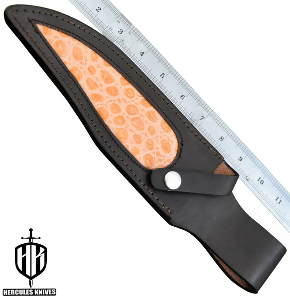 S220-CUSTOM 100% GENUINE LEATHER SHEATH POUCH HANDMADE FOR FIXED BLADE HUNTING KNIFE