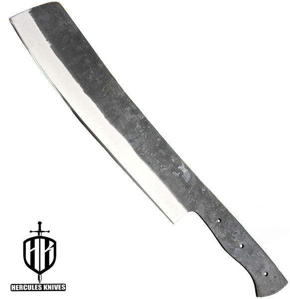 MB618-Custom 13.7"OAL Hammered Spring Steel 5160 Blank Blade Cleaver Hunting Knife Handmade, No Damascus