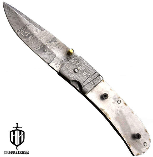 FL846-Custom Hand Forged Damascus Steel Pocket Folding Blank Knife Camping EDC Knife