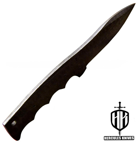 P102-Custom 8.6"OAL Hand Forged Hammered Damascus Steel Blank Blade Camping Knife, Handmade