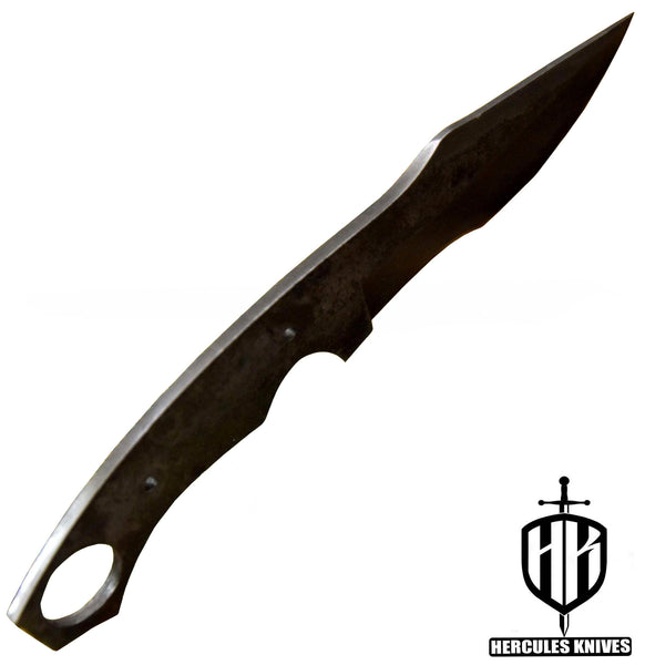 P80-Custom 9.0"OAL Hammered Spring Steel 5160 Blank Blade Tactical Hunting Knife Handmade, No Damascus