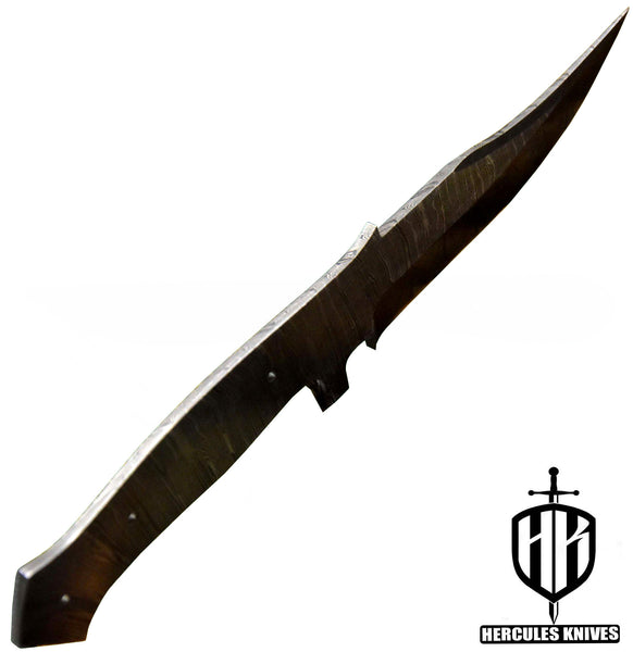 MB420-Custom 9.6"OAL Hand Forged Damascus Steel Blank Blade Camping Knife, Handmade