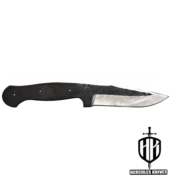 P442-Custom 10.2"OAL Hand Forged Hammered Damascus Steel Blank Blade Camping Knife, Handmade