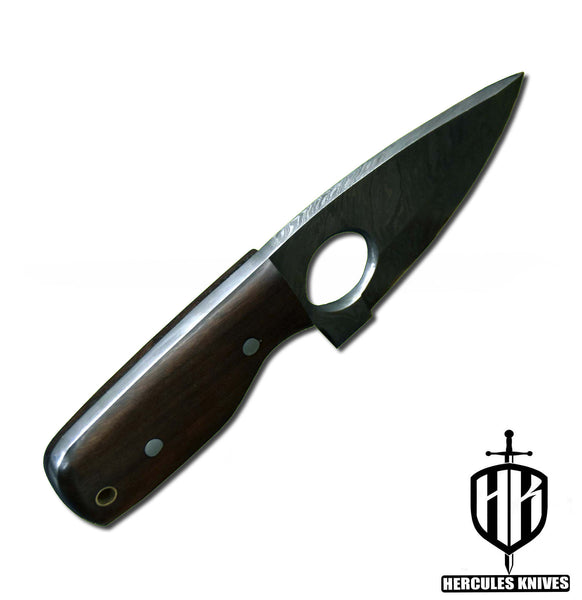 A382-Custom Damascus Steel Skinner Hunting Knife with Walnut Handle | Handmade | Leather Sheath