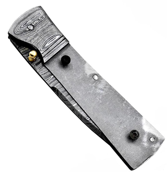 AZ2-Custom Hand Forged Damascus Steel Pocket Folding Blank Knife Camping EDC Knife With Damascus Bolster
