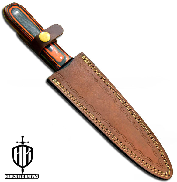 J91-Custom Hand Forged Spring Steel 5160 Black Coated Camping Survival Dagger Knife with Wooden Handle | Handmade | Leather Sheath