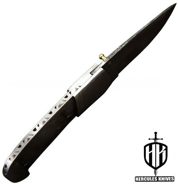 FL833-Custom Hand Forged Damascus Steel Pocket Folding Blank Knife Camping EDC Knife With Steel Bolster