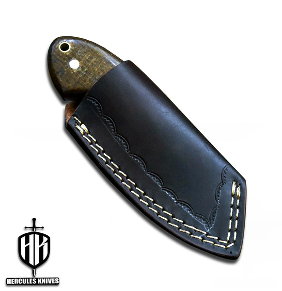 A372-Custom Damascus Steel Skinner Hunting Knife with G-10 Micarta Handle | Handmade | Leather Sheath