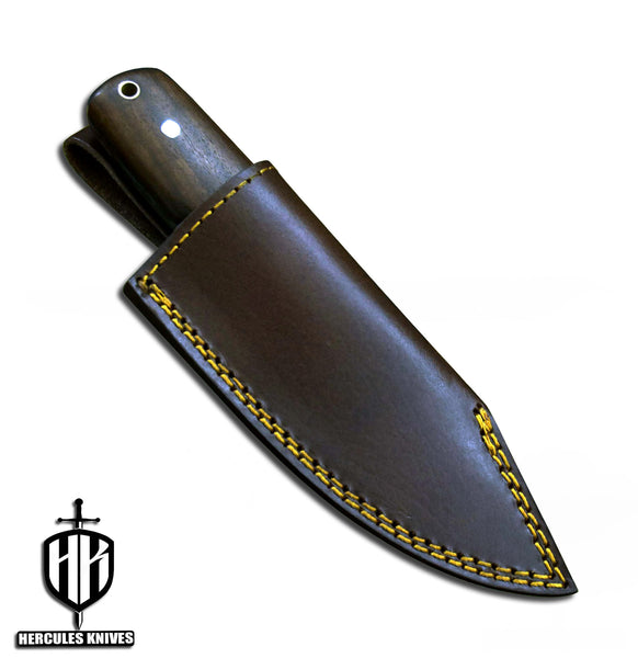 A382-Custom Damascus Steel Skinner Hunting Knife with Walnut Handle | Handmade | Leather Sheath