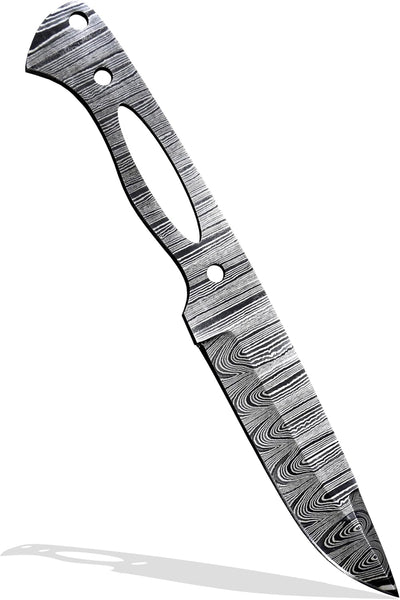 Custom Hand Forged Damascus Steel Blank Blade DIY Knife Making Kit Including Walnut Scale, Leather sheath, Pin, Fiber Sheet Camping Blade Damascus Blade Billet Handmade Knife Making Supply (BK-L)