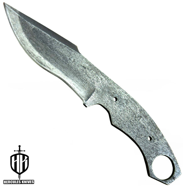 P152-Custom 9.1"OAL Hammered Spring Steel 5160 Blank Blade Hunting Knife Handmade, No Damascus