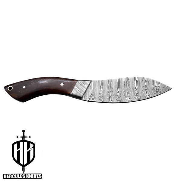 Custom Hand Forged Damascus Steel Hunting Knife Camping Survival Knife With Walnut Handle | Handmade | Leather Sheath (Free Shipping)