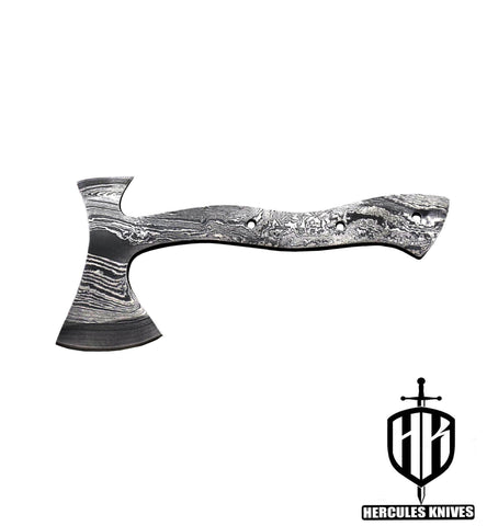 Hercules Custom Hand Forged Damascus Steel Axe Skinning Blank Blade Camping Hunting Knife Handmade Knife Making Supplies