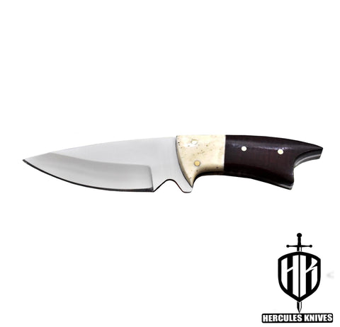 A458-Custom Ball Bearing 52100 Steel Skinner Hunting Knife with Camel Bone & G-10 Micarta Handle | Handmade | Leather Sheath