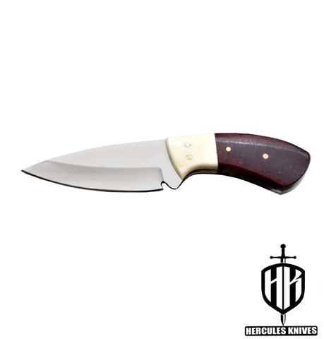 A459-Custom Ball Bearing 52100 Steel Skinner Camping Knife Camel Bone & G-10 Micarta Handle | Handmade | Leather Sheath