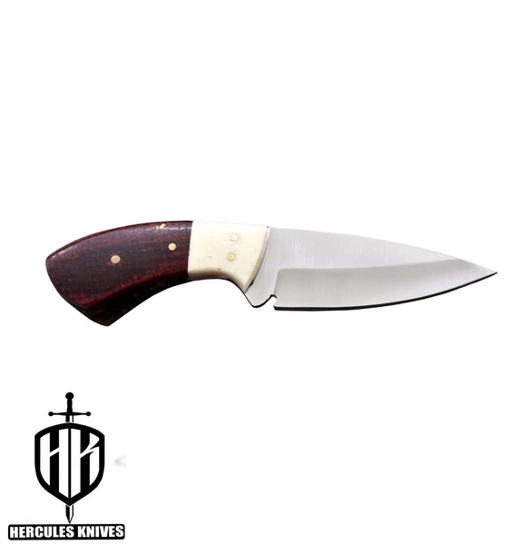 Custom Ball Bearing 52100 Steel Skinner Hunting Knife Camping Survival Knife Camel Bone & G-10 Micarta Handle | Handmade | Leather Sheath (Free Shipping)