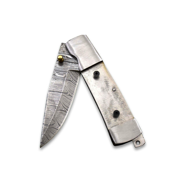 Custom Hand Forged Damascus Steel Pocket Folding Blank Knife Camping Knife EDC Knife Making Supply ( Free Shipping )