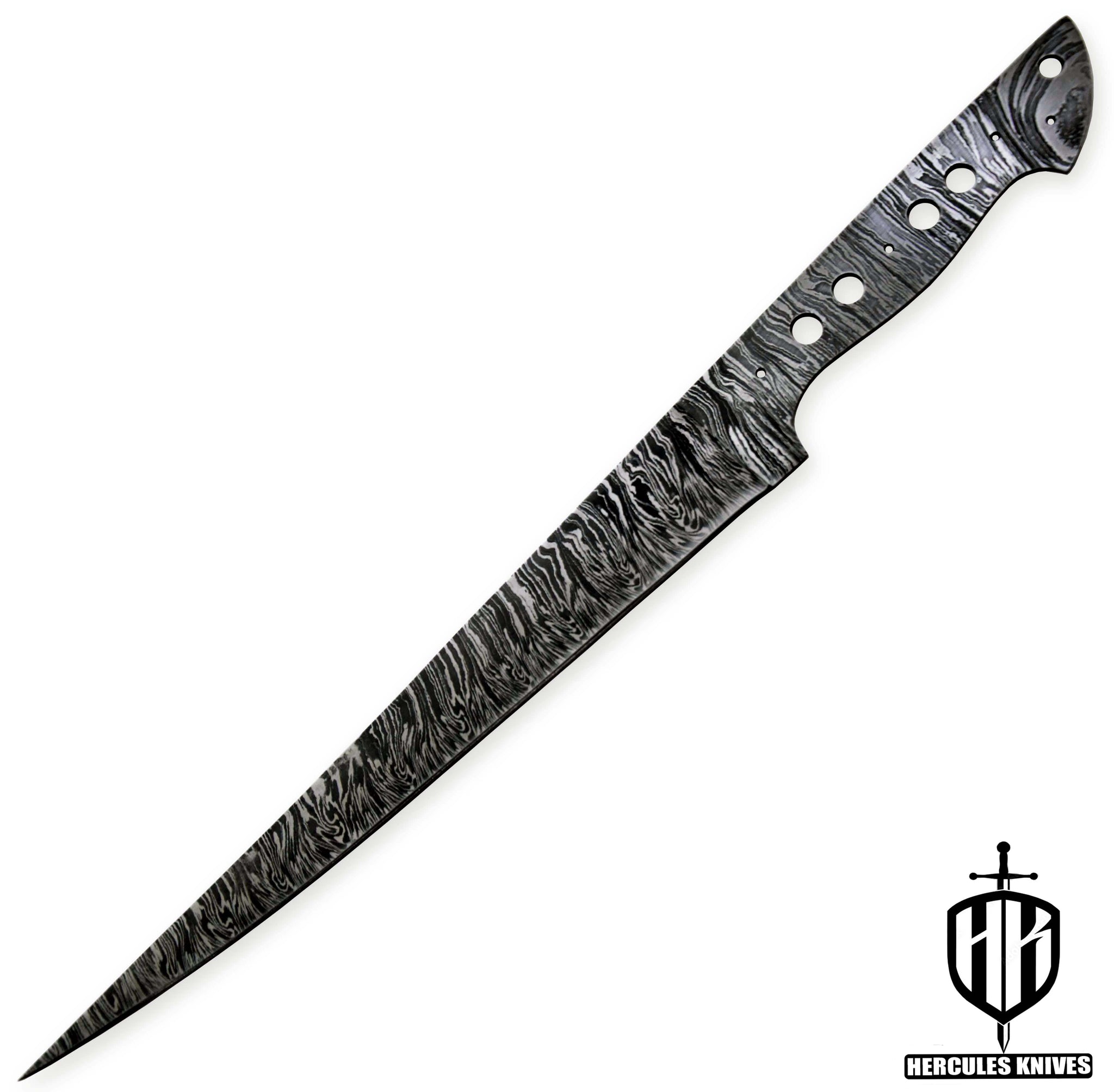 Hercules Custom 14.6"OAL Hand Forged Damascus Steel Blank Blade Fillet Knife Fishing Knife Handmade