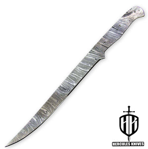 Hercules Custom 15.5"OAL Hand Forged Damascus Steel Blank Blade Fillet Knife Fishing Knife Handmade