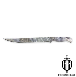 Hercules Custom 15.5"OAL Hand Forged Damascus Steel Blank Blade Fillet Knife Fishing Knife Handmade