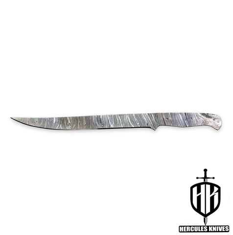 Hercules Custom 15.5"OAL Hand Forged Damascus Steel Blank Blade Fillet Knife Fishing Knife Handmade