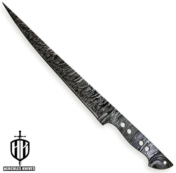 Hercules Custom 14.6"OAL Hand Forged Damascus Steel Blank Blade Fillet Knife Fishing Knife Handmade