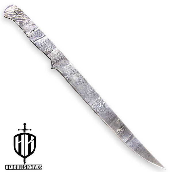 Hercules Custom 15.5"OAL Hand Forged Damascus Steel Blank Blade Fillet Knife Fishing Knife Handmade
