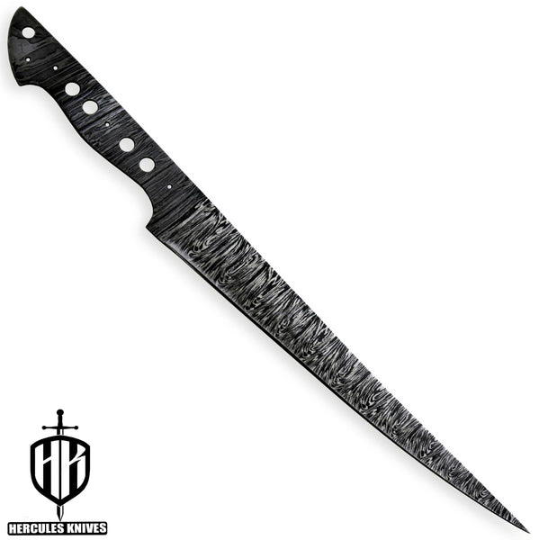 Hercules Custom 14.6"OAL Hand Forged Damascus Steel Blank Blade Fillet Knife Fishing Knife Handmade