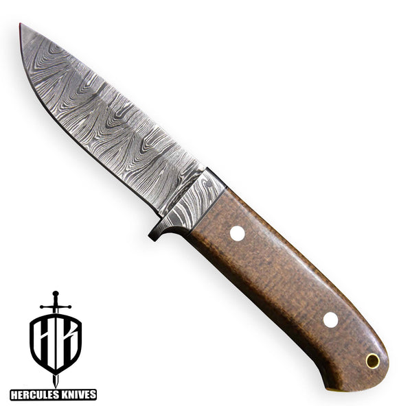Hercules Custom Hand Forged Damascus Steel Drop Point Hunting Knife Fixed Blade Loveless Knife G-10 Micarta Handle With Leather Sheath Handmade Full Tang