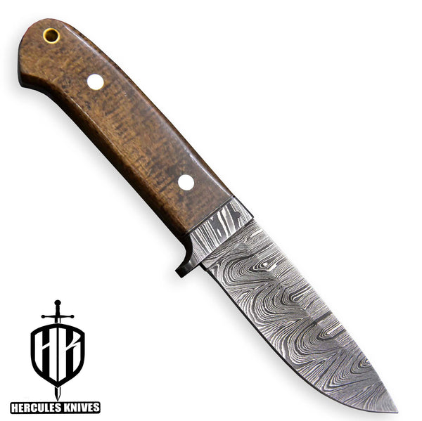 Hercules Custom Hand Forged Damascus Steel Drop Point Hunting Knife Fixed Blade Loveless Knife G-10 Micarta Handle With Leather Sheath Handmade Full Tang
