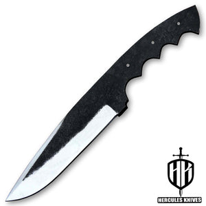 Hercules Custom 11.10" OAL Hammered 1095 High Carbon Steel Blank Blade Camping Hunting Knife Handmade, No Damascus
