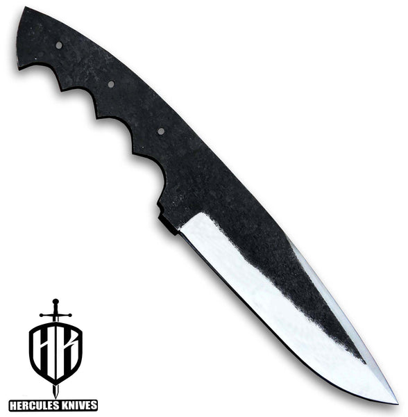Hercules Custom 11.10" OAL Hammered 1095 High Carbon Steel Blank Blade Camping Hunting Knife Handmade, No Damascus