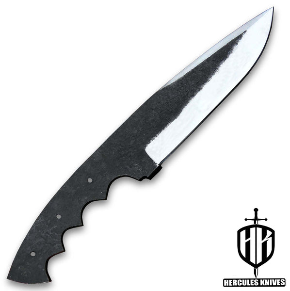 Hercules Custom 11.10" OAL Hammered 1095 High Carbon Steel Blank Blade Camping Hunting Knife Handmade, No Damascus