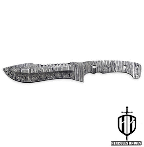 Hercules Custom 11.8"OAL Hand Forged Damascus Steel Blank Blade Tactical Hunting Knife BOWIE BLADE Handmade (FREE SHIPPING)