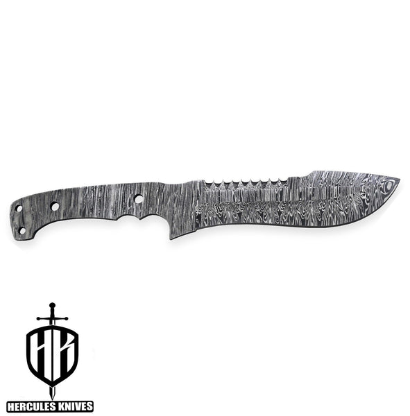 Hercules Custom 11.8"OAL Hand Forged Damascus Steel Blank Blade Tactical Hunting Knife BOWIE BLADE Handmade (FREE SHIPPING)