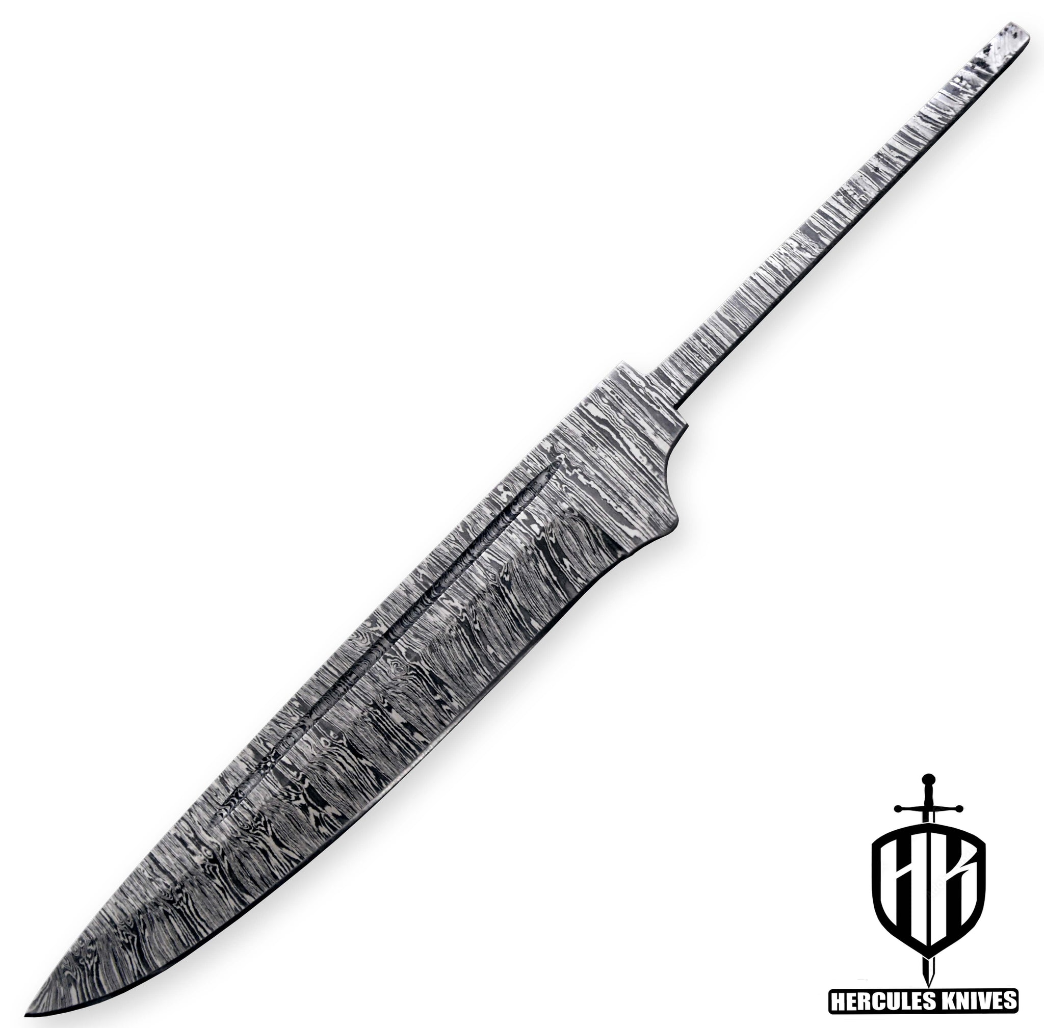 Hercules Custom 12.0" OAL Hand Forged Damascus Steel Blank Blade Army Knife Camping Knife Handmade