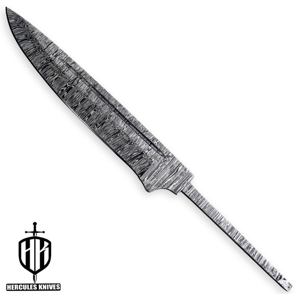 Hercules Custom 12.0" OAL Hand Forged Damascus Steel Blank Blade Army Knife Camping Knife Handmade