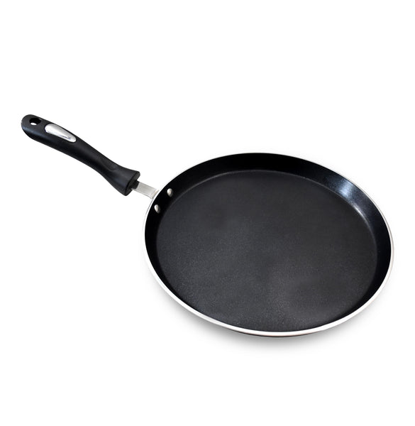 Aluminum Nonstick Crepe Pan, 12” Non Stick Skillet Pan for Egg Omelet Tortilla Tawa Dosa, Flat Frying Pan,PFOA & PTFEs Free, Suitable for Gas Stovetop Cookware