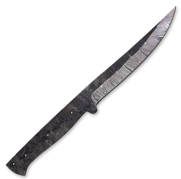 Hercules Knives Custom 12.8"OAL Hand Forged Hammered Damascus Steel Blank Blade Fillet Knife Fishing Knife Handmade Knife Making Supplies