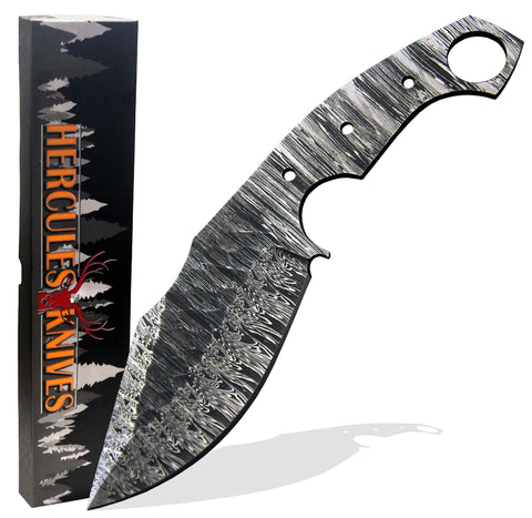 Hercules Knives Custom Hand Forged Hammered Damascus Steel Blank Blade Tactical Hunting Knife Camping Blade Handmade Knife Making Supplies